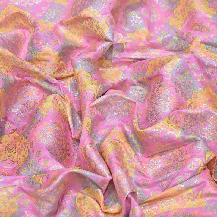 Banarasi Rangkat Zari Brocade Fabric – Multicolor Designer Banarasi Fabric - RAN365-C