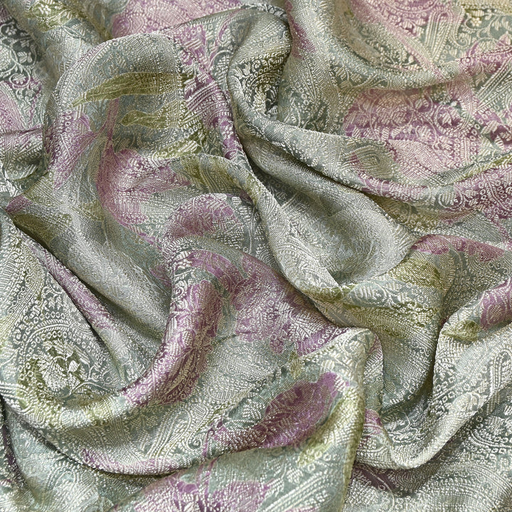 Premium Silk Brocade Jacquard Digital Print Fabric | Designer Fabric- AL3812-3