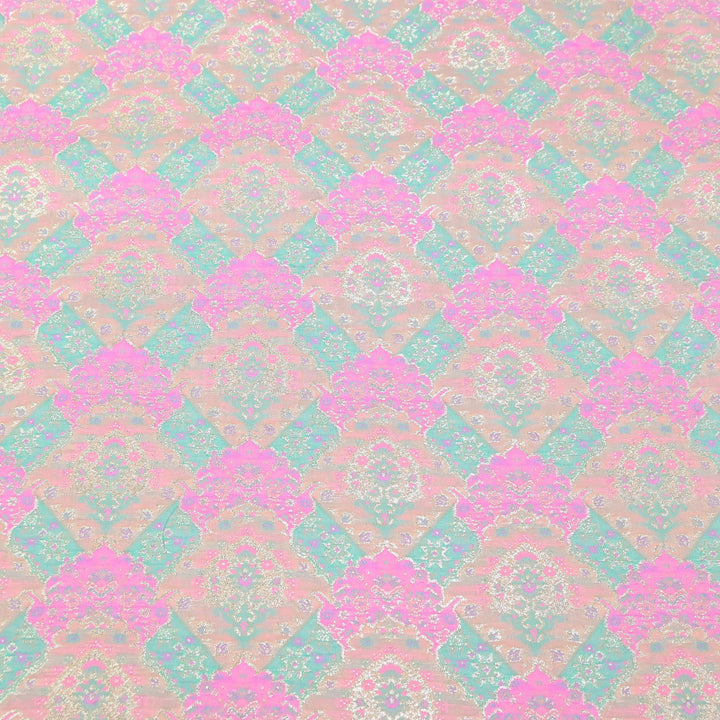 Banarasi Rangkat Zari Brocade Fabric – Multicolor Designer Banarasi Fabric - RAN365-B