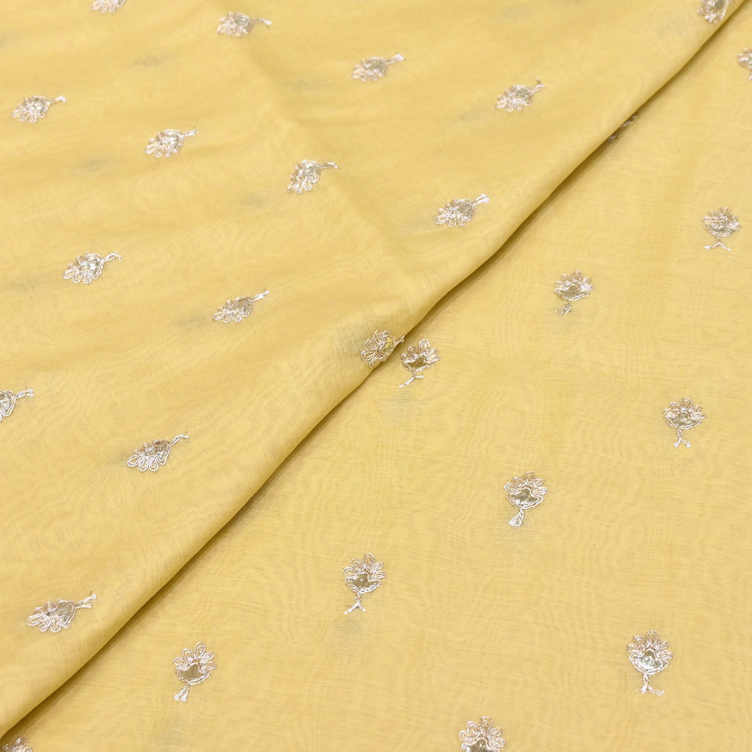 Dyed Mul Chanderi Gota & Zari Embroidery Fabric 44" – Premium Designer Fabric MC162A-2