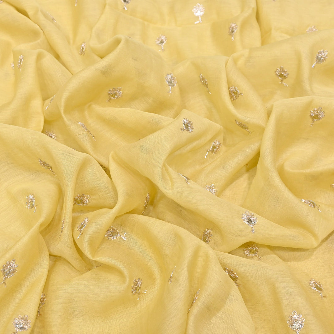 Dyed Mul Chanderi Gota & Zari Embroidery Fabric 44" – Premium Designer Fabric MC162A-2