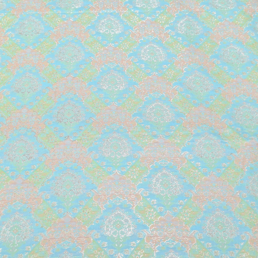 Banarasi Rangkat Zari Brocade Fabric – Multicolor Designer Banarasi Fabric - RAN365-A