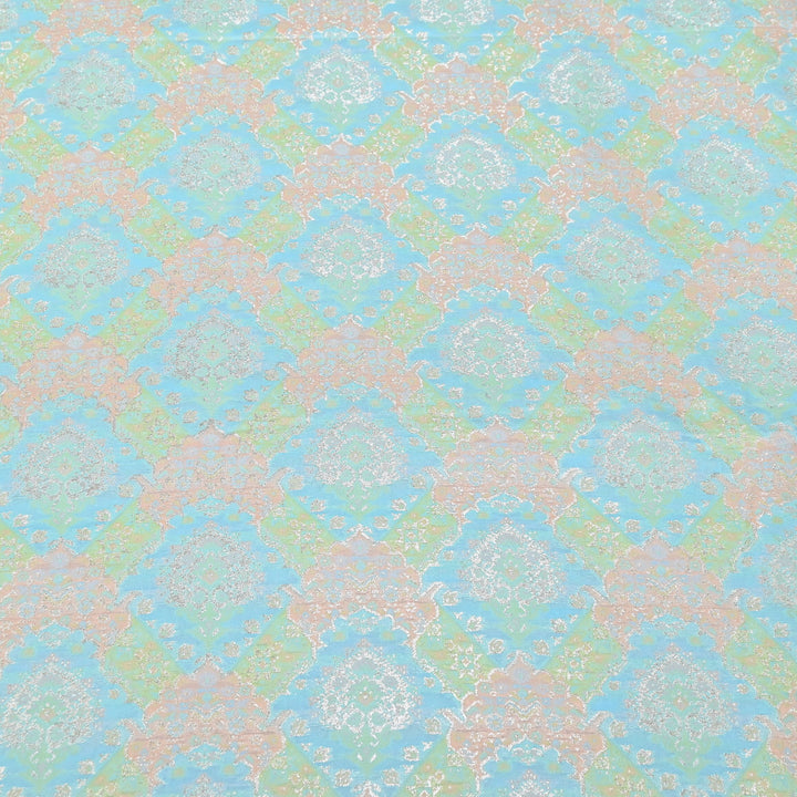 Banarasi Rangkat Zari Brocade Fabric – Multicolor Designer Banarasi Fabric - RAN365-A