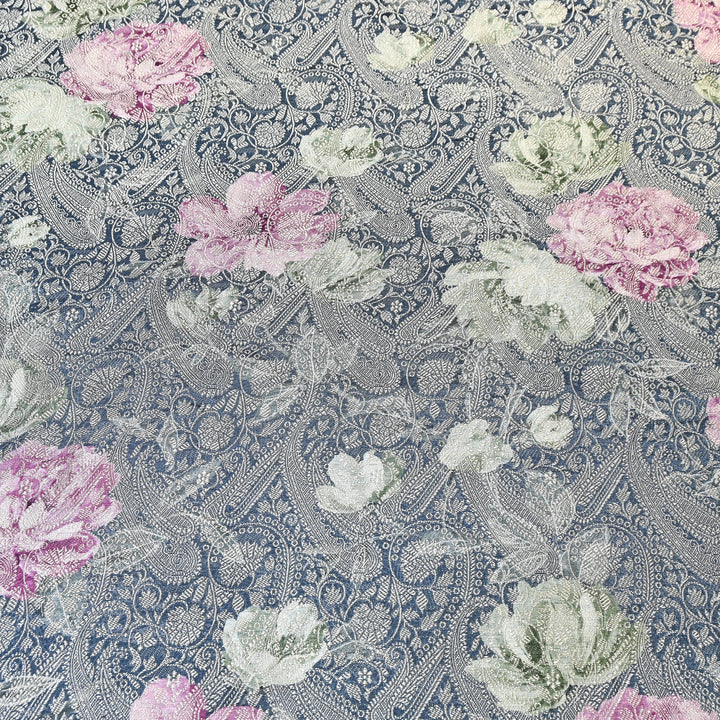 Premium Silk Brocade Jacquard Digital Print Fabric | Designer Fabric- AL3812-6