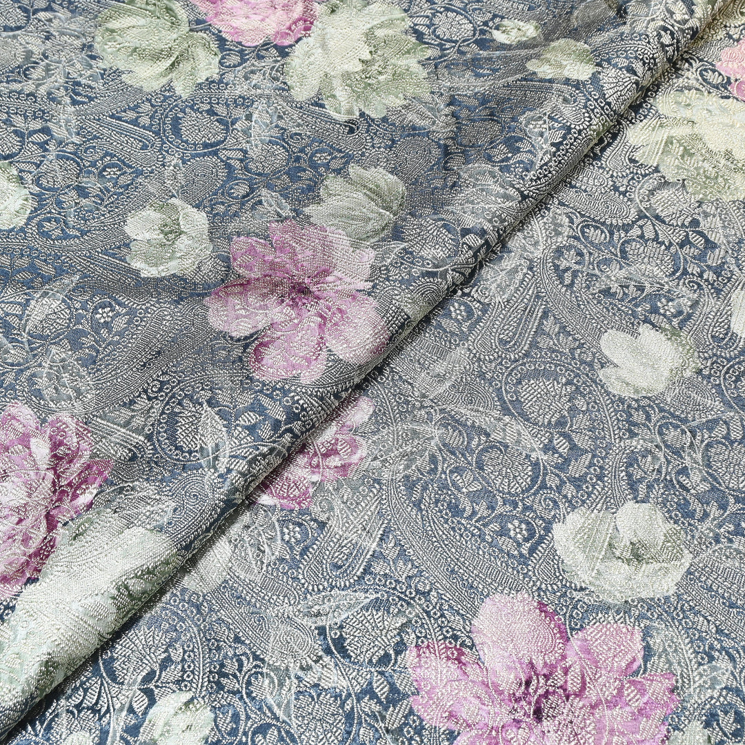 Premium Silk Brocade Jacquard Digital Print Fabric | Designer Fabric- AL3812-6