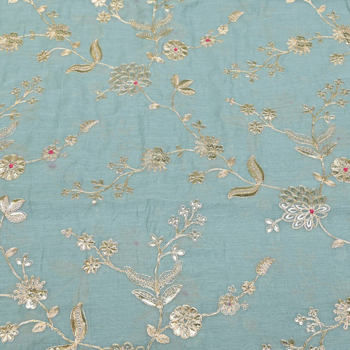 Dyed Mul Chanderi Gota & Zari Embroidery Fabric 44" – Premium Designer Fabric MC163A-3