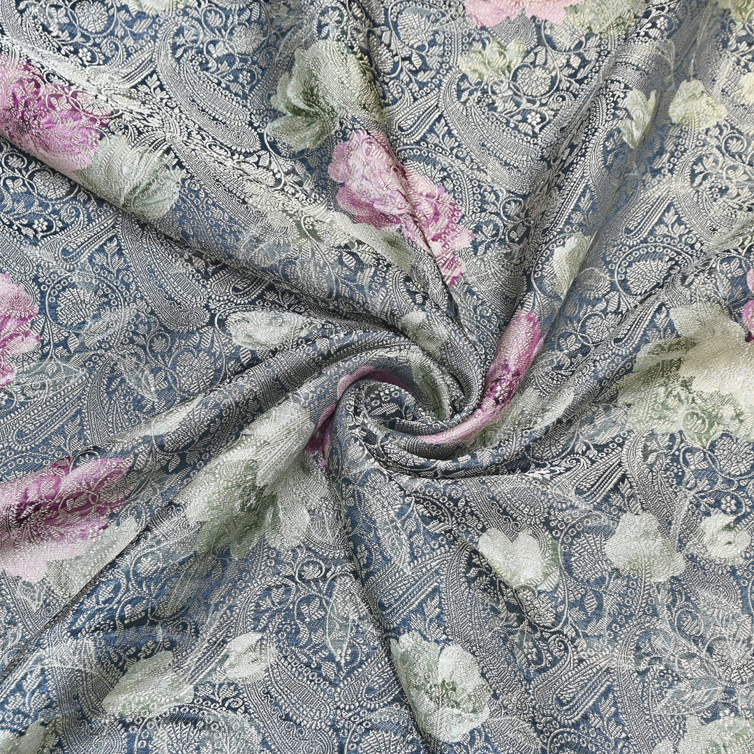 Premium Silk Brocade Jacquard Digital Print Fabric | Designer Fabric- AL3812-6