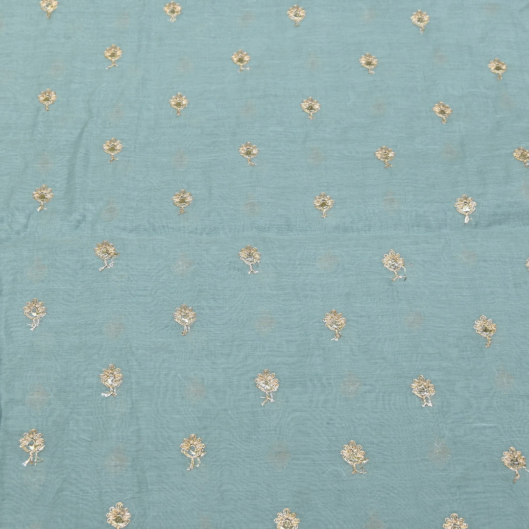 Dyed Mul Chanderi Gota & Zari Embroidery Fabric 44" – Premium Designer Fabric MC162A-3