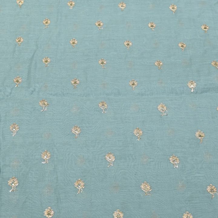 Dyed Mul Chanderi Gota & Zari Embroidery Fabric 44" – Premium Designer Fabric MC162A-3