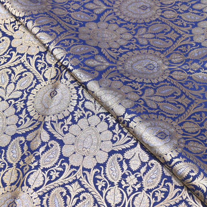 Luxury Meena Zari Brocade Fabric | Rich Traditional Floral & Paisley Designer Brocade | OEW310-1