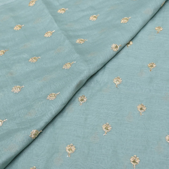Dyed Mul Chanderi Gota & Zari Embroidery Fabric 44" – Premium Designer Fabric MC162A-3