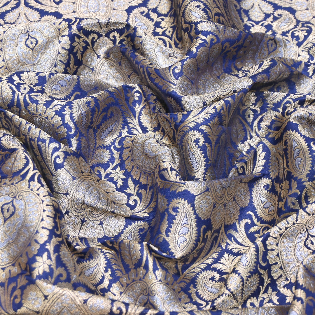 Luxury Meena Zari Brocade Fabric | Rich Traditional Floral & Paisley Designer Brocade | OEW310-1