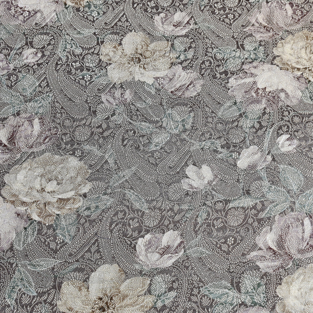Premium Silk Brocade Jacquard Digital Print Fabric | Designer Fabric- AL3812-5