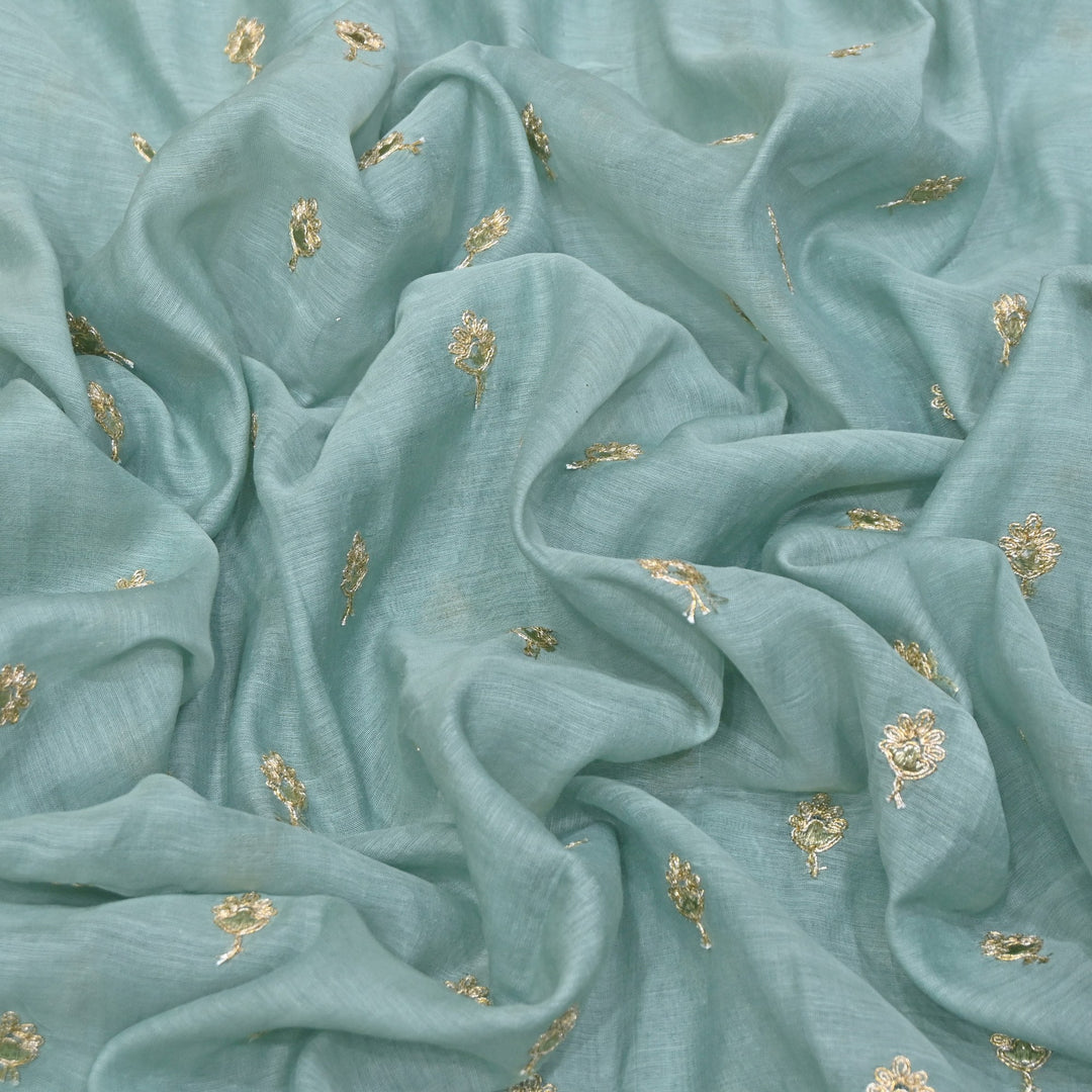 Dyed Mul Chanderi Gota & Zari Embroidery Fabric 44" – Premium Designer Fabric MC162A-3