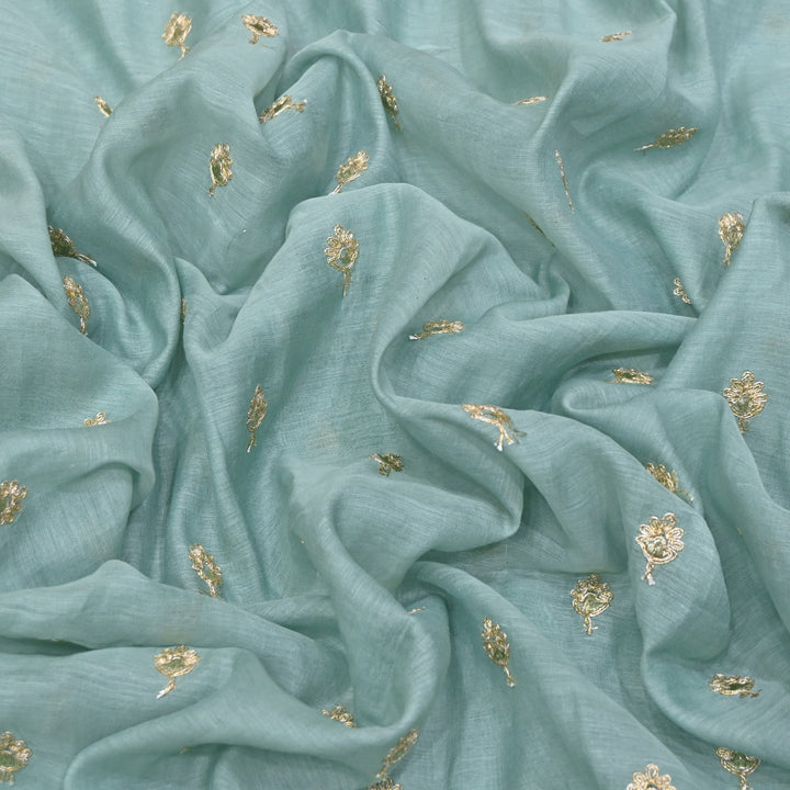 Dyed Mul Chanderi Gota & Zari Embroidery Fabric 44" – Premium Designer Fabric MC162A-3
