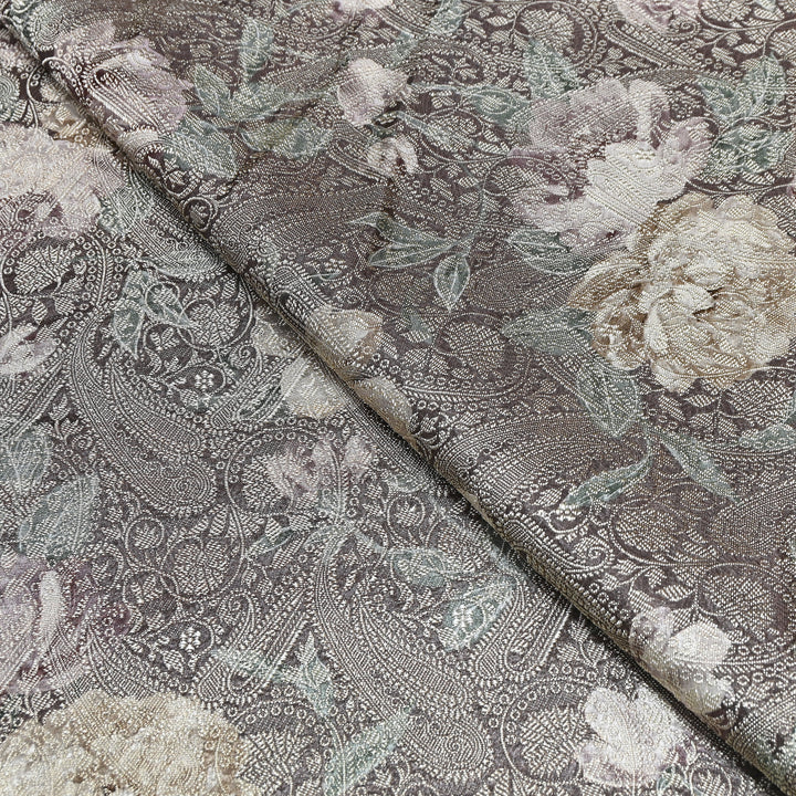 Premium Silk Brocade Jacquard Digital Print Fabric | Designer Fabric- AL3812-5