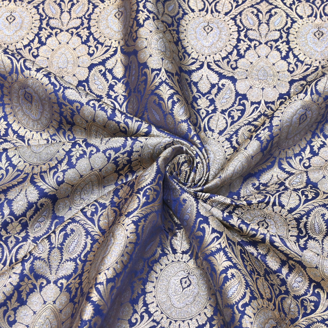 Luxury Meena Zari Brocade Fabric | Rich Traditional Floral & Paisley Designer Brocade | OEW310-1
