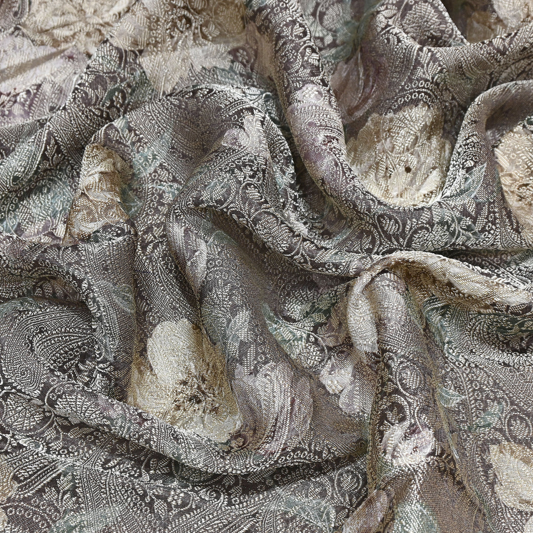 Premium Silk Brocade Jacquard Digital Print Fabric | Designer Fabric- AL3812-5