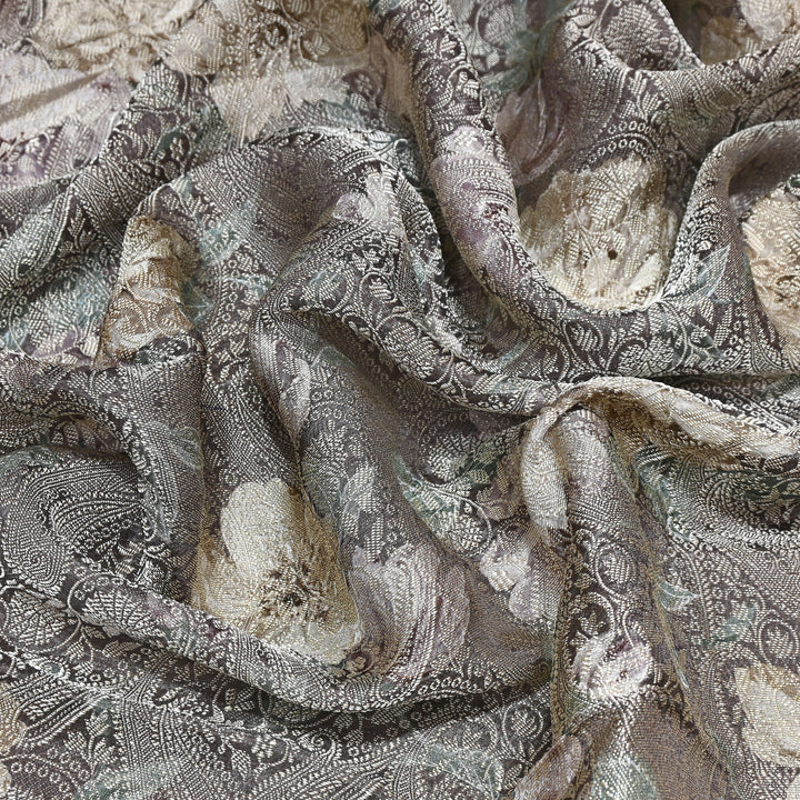 Premium Silk Brocade Jacquard Digital Print Fabric | Designer Fabric- AL3812-5