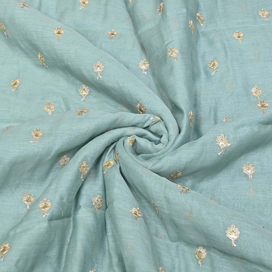 Dyed Mul Chanderi Gota & Zari Embroidery Fabric 44" – Premium Designer Fabric MC162A-3