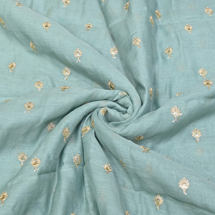 Dyed Mul Chanderi Gota & Zari Embroidery Fabric 44" – Premium Designer Fabric MC162A-3