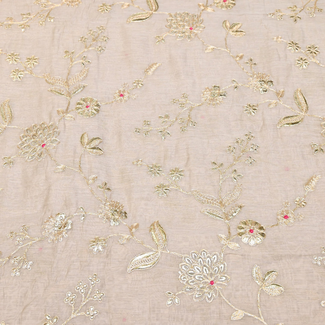 Dyed Mul Chanderi Gota & Zari Embroidery Fabric 44" – Premium Designer Fabric MC163A-4