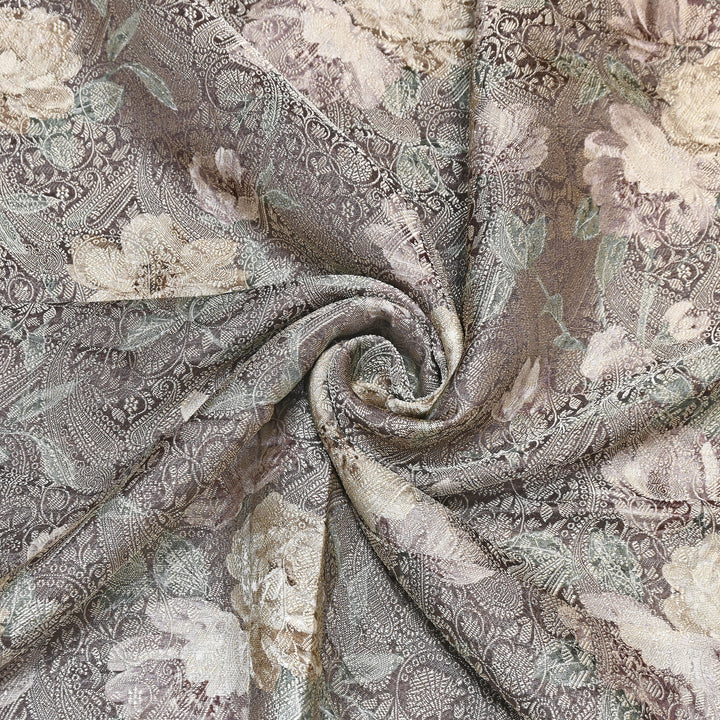 Premium Silk Brocade Jacquard Digital Print Fabric | Designer Fabric- AL3812-5
