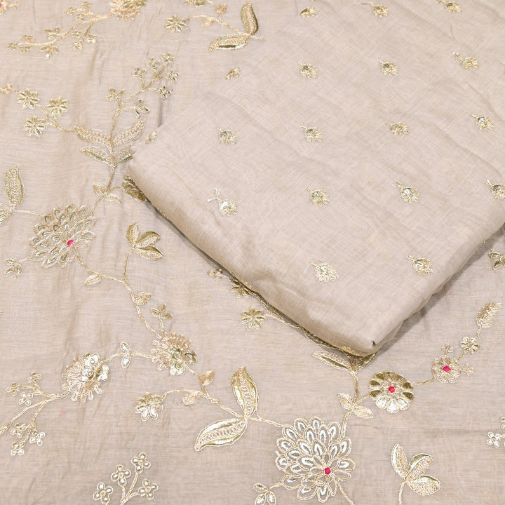 Dyed Mul Chanderi Gota & Zari Embroidery Fabric 44" – Premium Designer Fabric MC163A-4