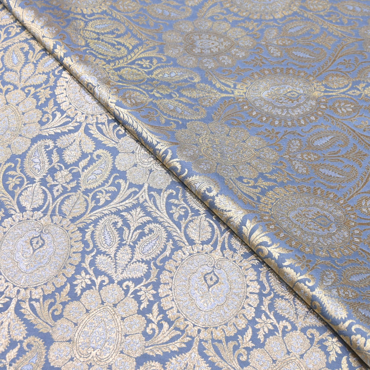 Luxury Meena Zari Brocade Fabric | Rich Traditional Floral & Paisley Designer Brocade | OEW310-3