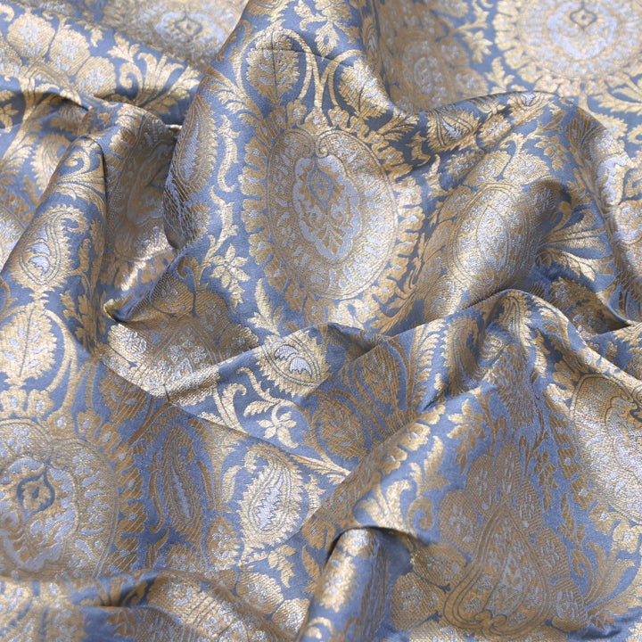 Luxury Meena Zari Brocade Fabric | Rich Traditional Floral & Paisley Designer Brocade | OEW310-3