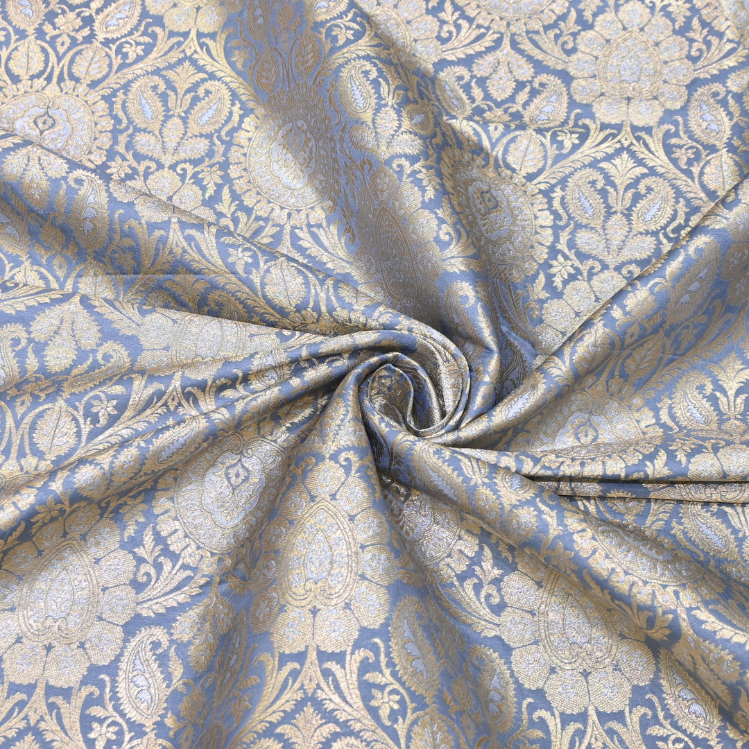 Luxury Meena Zari Brocade Fabric | Rich Traditional Floral & Paisley Designer Brocade | OEW310-3