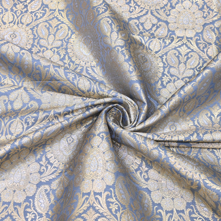 Luxury Meena Zari Brocade Fabric | Rich Traditional Floral & Paisley Designer Brocade | OEW310-3