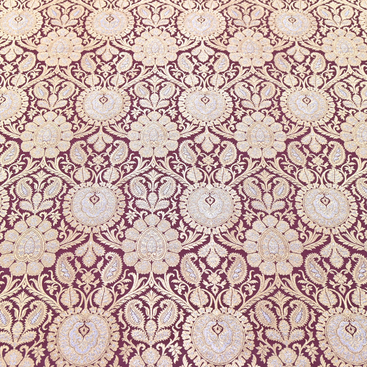 Luxury Meena Zari Brocade Fabric | Rich Traditional Floral & Paisley Designer Brocade | OEW310-2