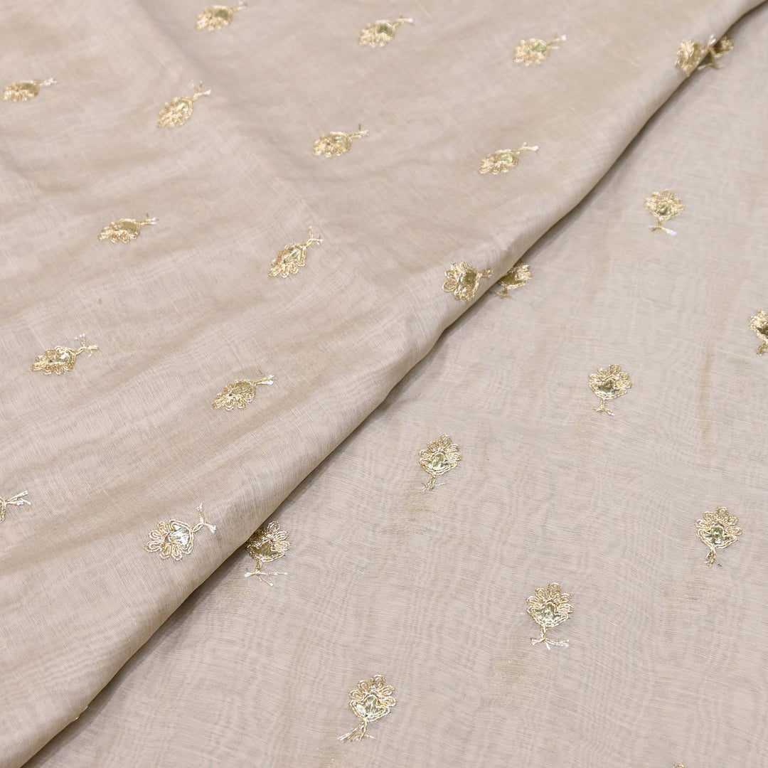 Dyed Mul Chanderi Gota & Zari Embroidery Fabric 44" – Premium Designer Fabric MC162A-4