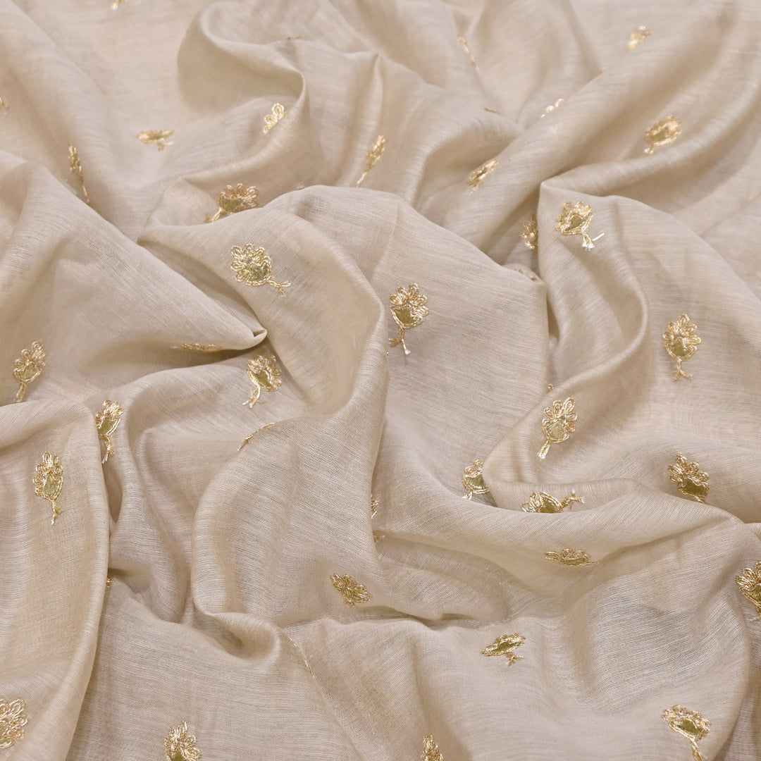 Dyed Mul Chanderi Gota & Zari Embroidery Fabric 44" – Premium Designer Fabric MC162A-4