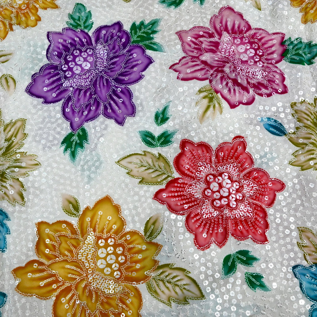 Beautiful Designer Crepe Position Prints, Sequin Embroidery Fabrics