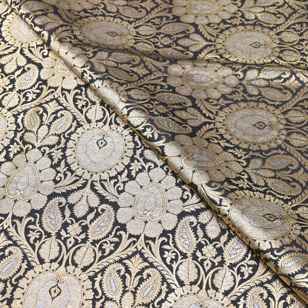 Luxury Meena Zari Brocade Fabric | Rich Traditional Floral & Paisley Designer Brocade | OEW310-4
