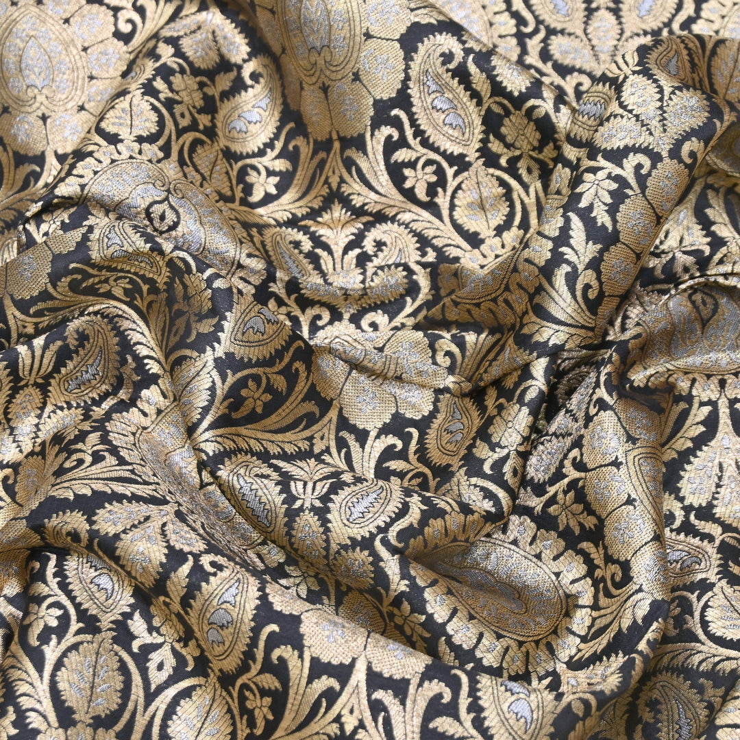 Luxury Meena Zari Brocade Fabric | Rich Traditional Floral & Paisley Designer Brocade | OEW310-4