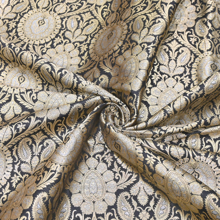 Luxury Meena Zari Brocade Fabric | Rich Traditional Floral & Paisley Designer Brocade | OEW310-4