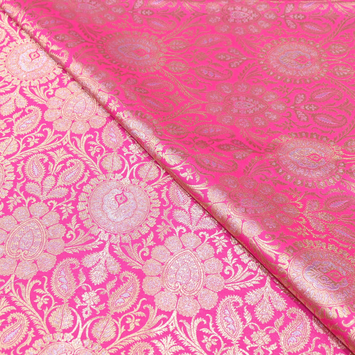 Luxury Meena Zari Brocade Fabric | Rich Traditional Floral & Paisley Designer Brocade | OEW310-5