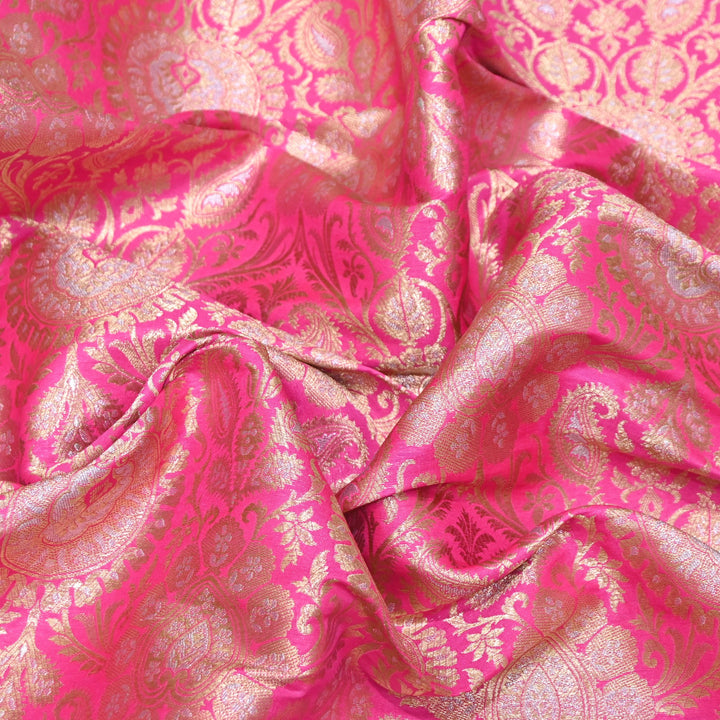 Luxury Meena Zari Brocade Fabric | Rich Traditional Floral & Paisley Designer Brocade | OEW310-5