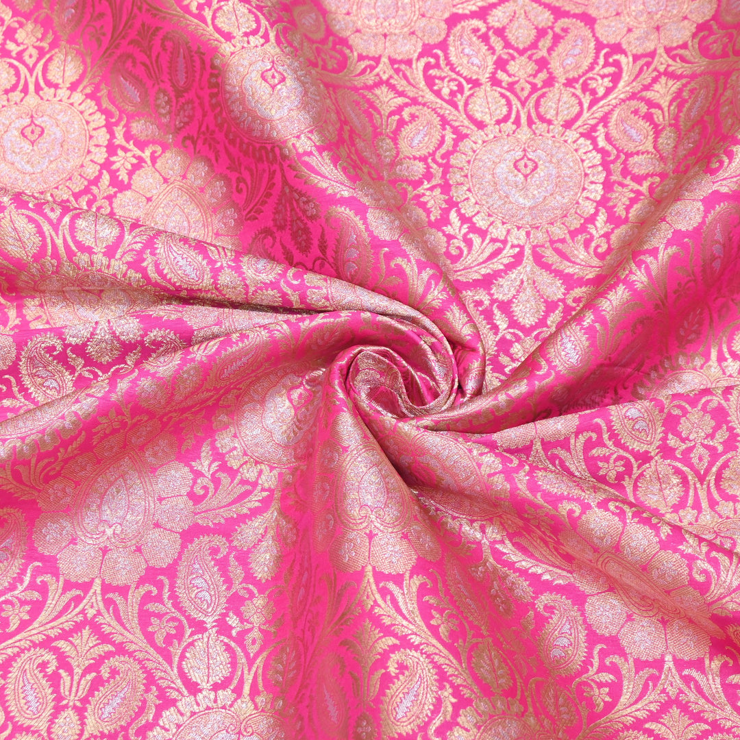 Luxury Meena Zari Brocade Fabric | Rich Traditional Floral & Paisley Designer Brocade | OEW310-5
