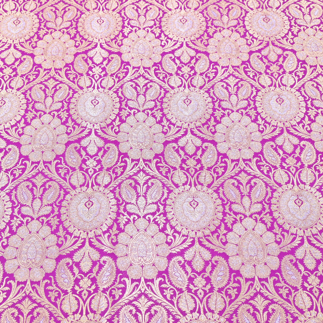 Luxury Meena Zari Brocade Fabric | Rich Traditional Floral & Paisley Designer Brocade | OEW310-6