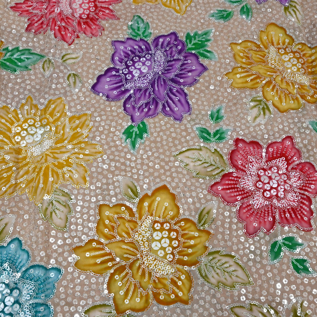 Beautiful Designer Crepe Position Prints, Sequin Embroidery Fabrics