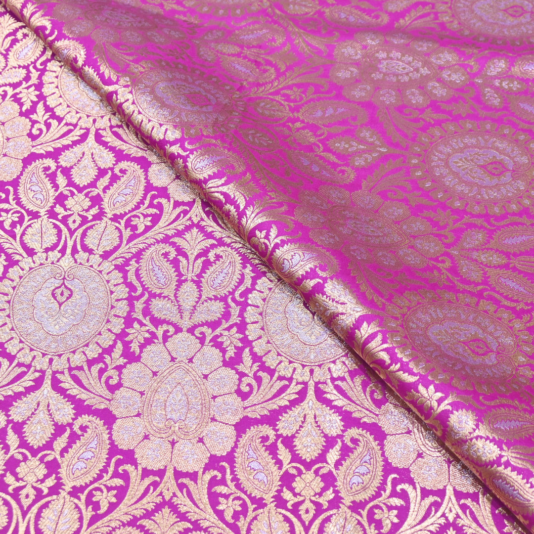Luxury Meena Zari Brocade Fabric | Rich Traditional Floral & Paisley Designer Brocade | OEW310-6