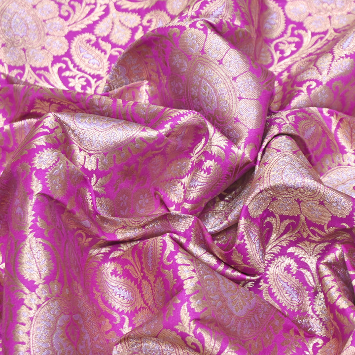 Luxury Meena Zari Brocade Fabric | Rich Traditional Floral & Paisley Designer Brocade | OEW310-6