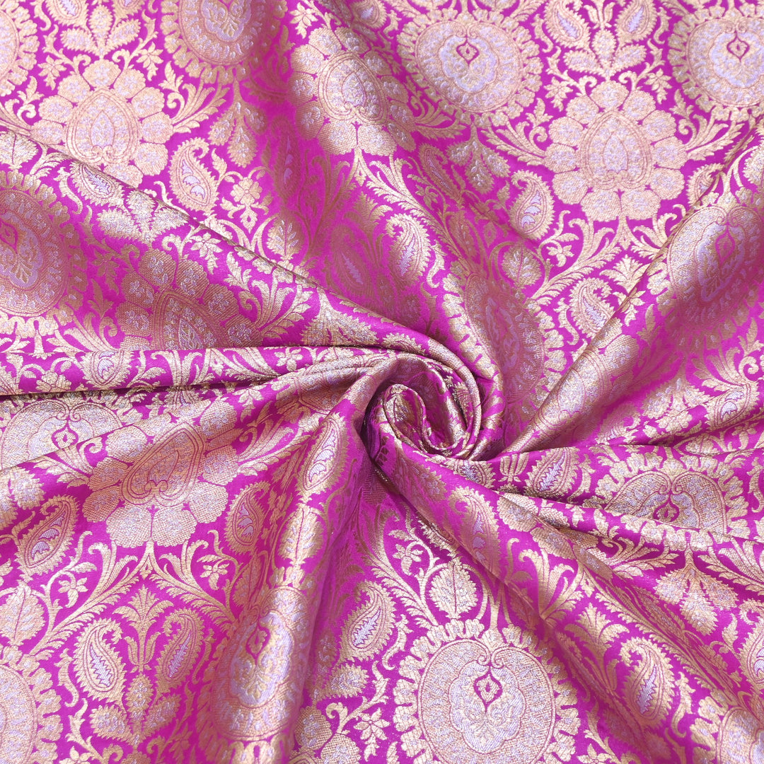 Luxury Meena Zari Brocade Fabric | Rich Traditional Floral & Paisley Designer Brocade | OEW310-6
