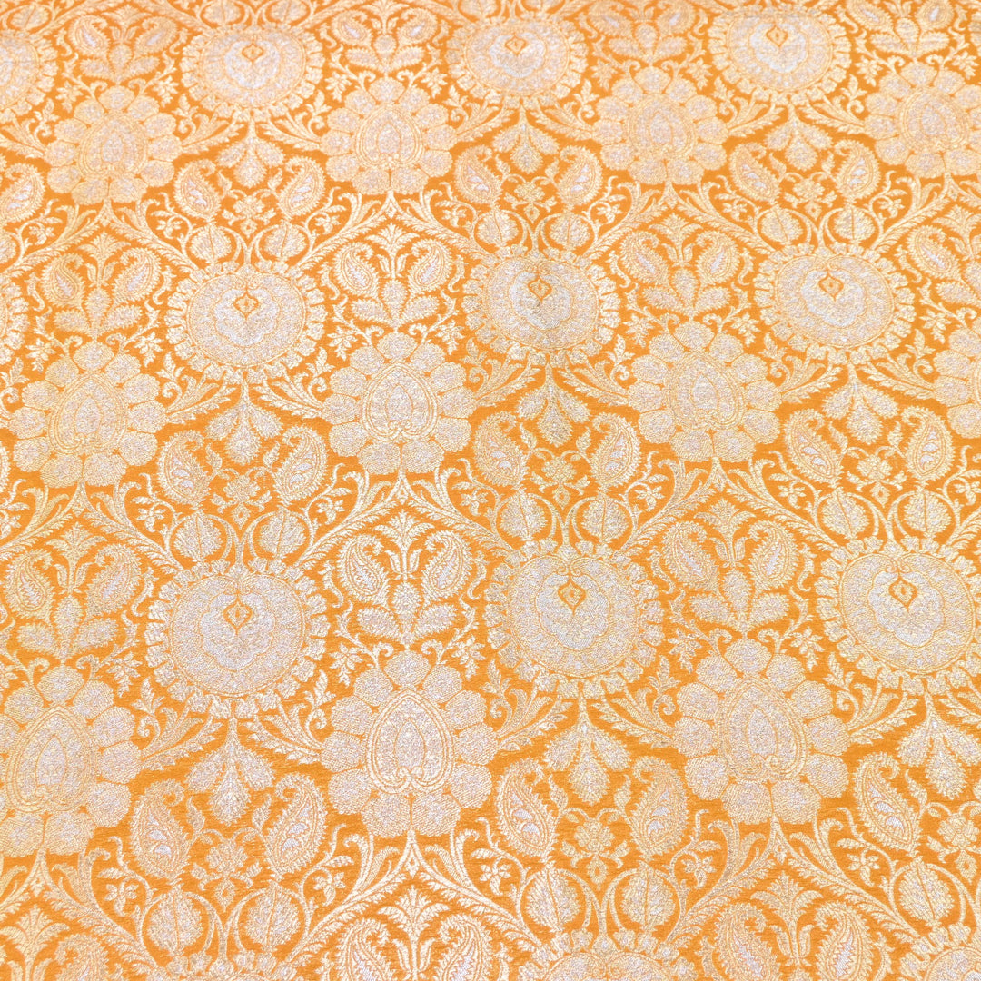 Luxury Meena Zari Brocade Fabric | Rich Traditional Floral & Paisley Designer Brocade | OEW310-7