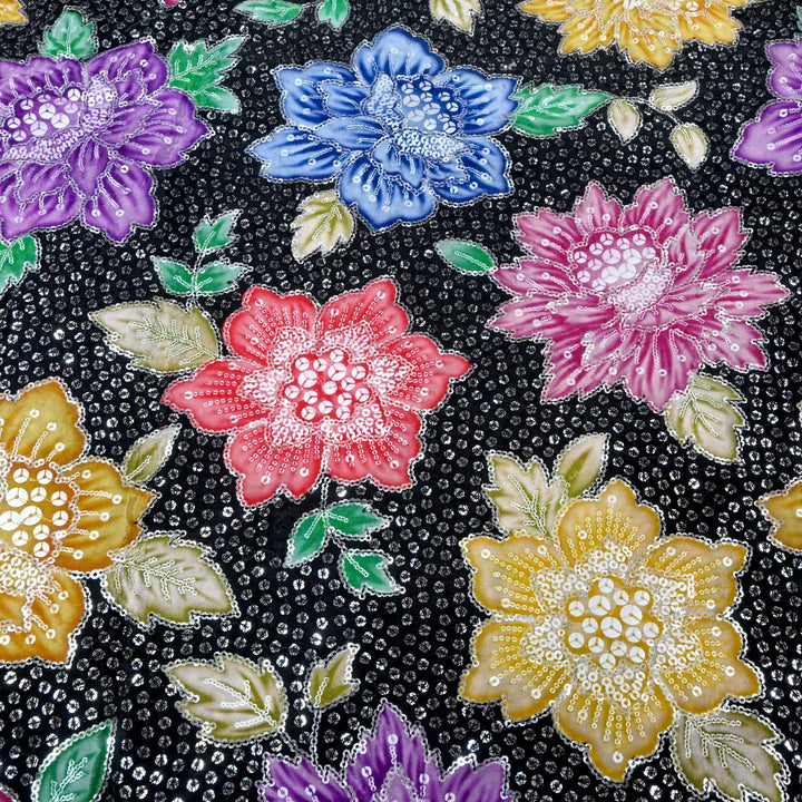 Beautiful Designer Crepe Position Prints, Sequin Embroidery Fabrics