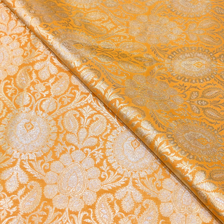 Luxury Meena Zari Brocade Fabric | Rich Traditional Floral & Paisley Designer Brocade | OEW310-7